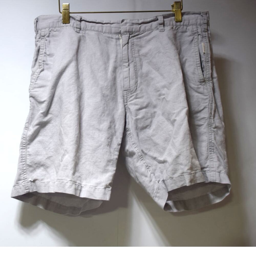 Onia Linen Blend Flat Front Shorts Men's Size 33 Light Gray Casual Summer